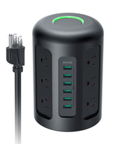 Power Strip Tower With 12 Widely Spaced AC Multiple Outlets & 6 USB Ports for Phones - Smart Tech Shopping